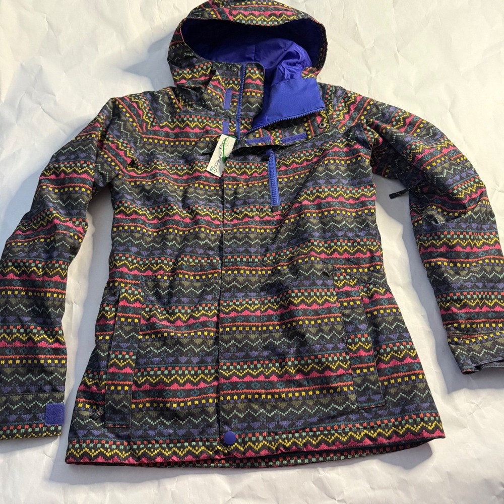 Burton Womens Dryride Snowboard Ski Jacket Multicolored Aztec Purple‎ Geo Print